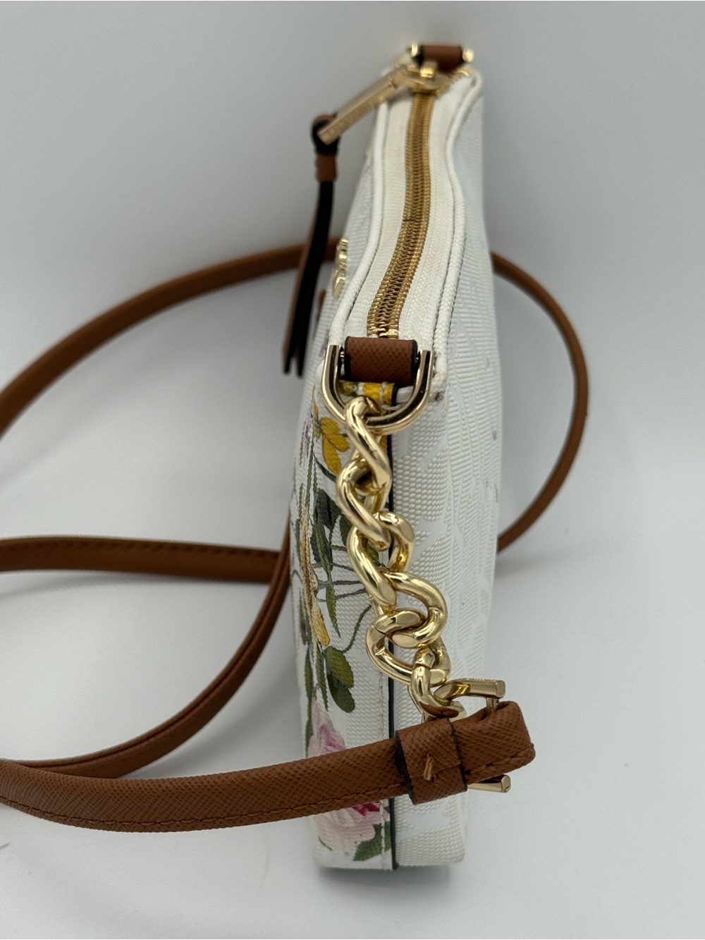 Calvin Klein Vanilla Floral Monogram Crossbody Bag- Pastel with Gold Hardware - Picture 2 of 9